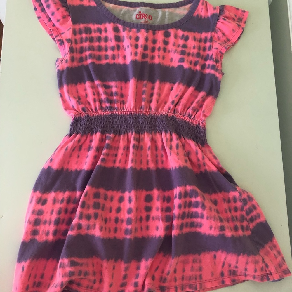 Circo Girls Pink & Purple Tie Dye Tunic Dress - Ruffle Sleeve